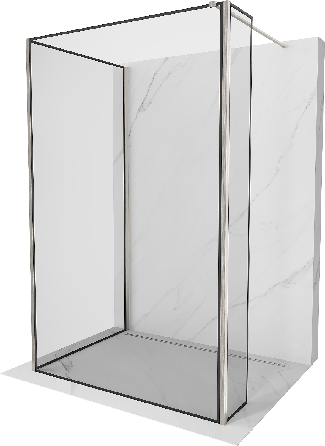 Mexen Kioto perete duș Walk-in 140 x 90 x 30 cm, model negru, nichel satinat - 800-140-090-221-97-70-030