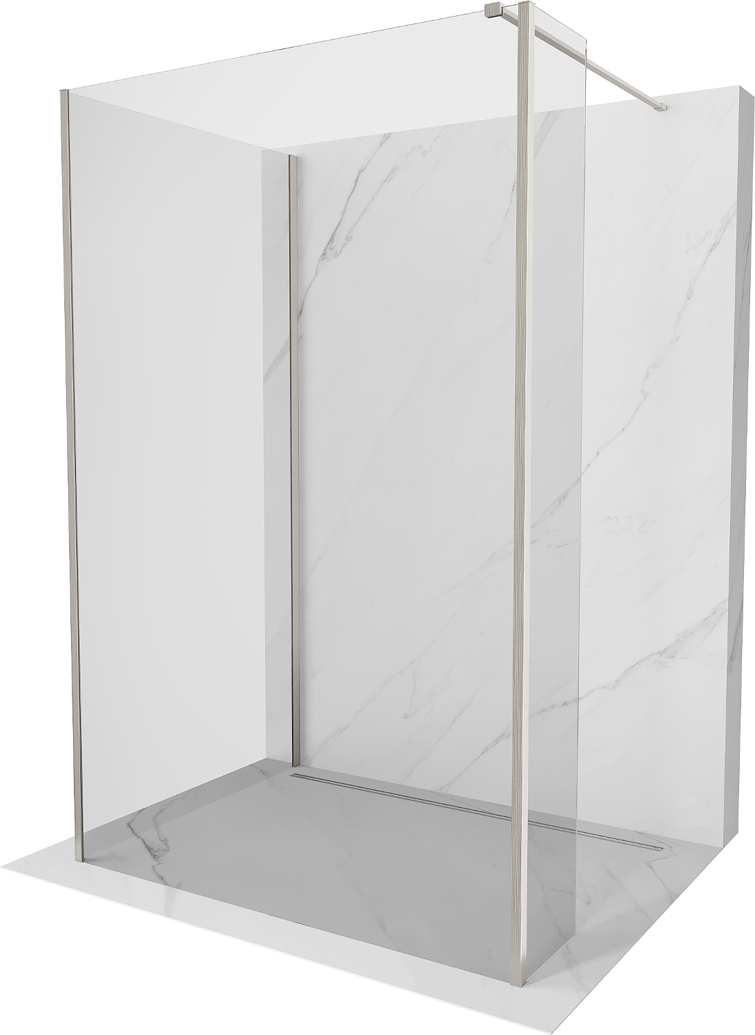 Mexen Kioto perete dus Walk-in 125 x 70 x 40 cm, transparent, nichel periat - 800-125-070-221-97-00-040