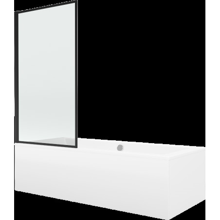 Mexen Cube cadă dreptunghiulară 170 x 80 cm cu panouri si paravan cu 1 aripă 80 cm, Model negru fix - 550517080X9308007070