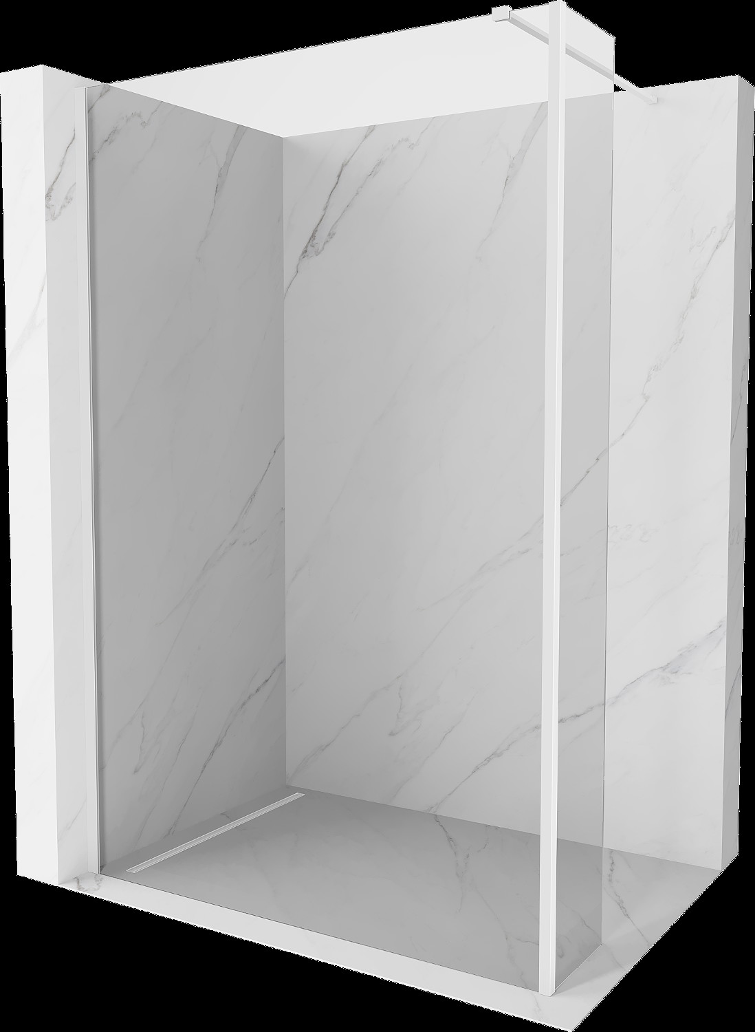 Mexen Kioto perete de duș Walk-in 95 x 40 cm, transparent, alb - 800-095-212-20-00-040