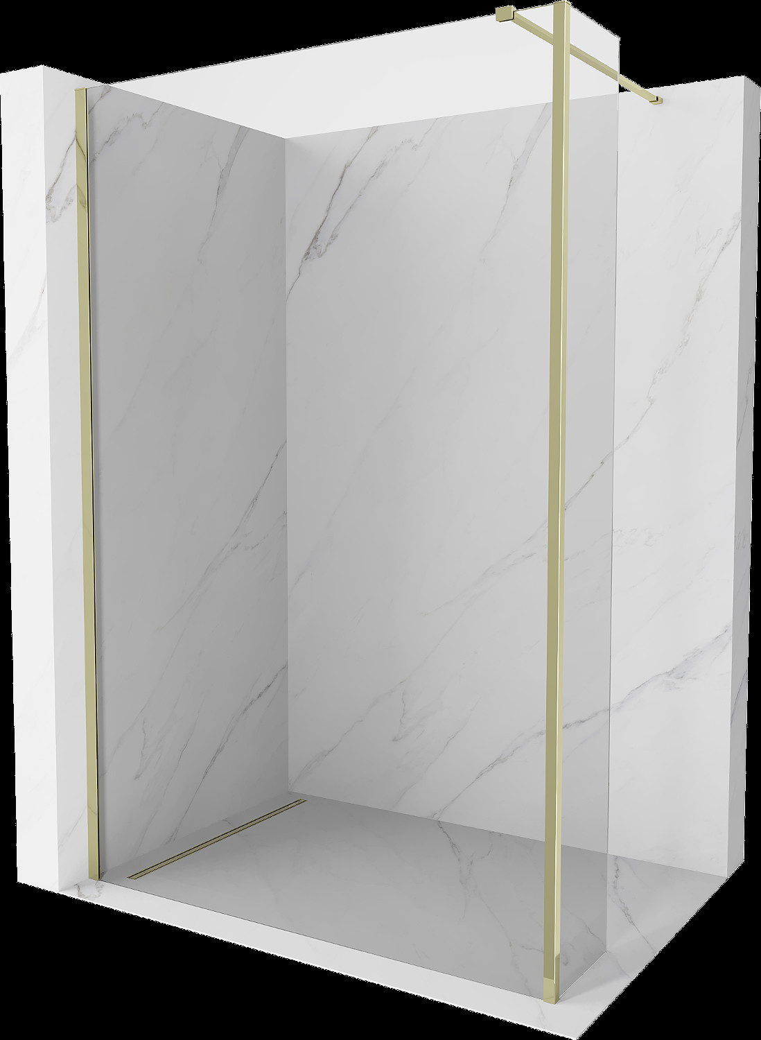 Mexen Kioto perete de duș Walk-in 115 x 30 cm, transparent, aurie - 800-115-212-50-00-030