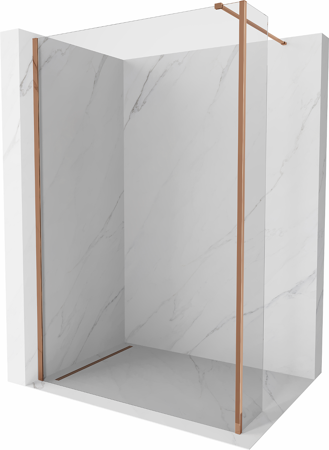 Mexen Kioto perete de duș Walk-in 150 x 40 cm, transparent, aur roz - 800-150-212-60-00-040