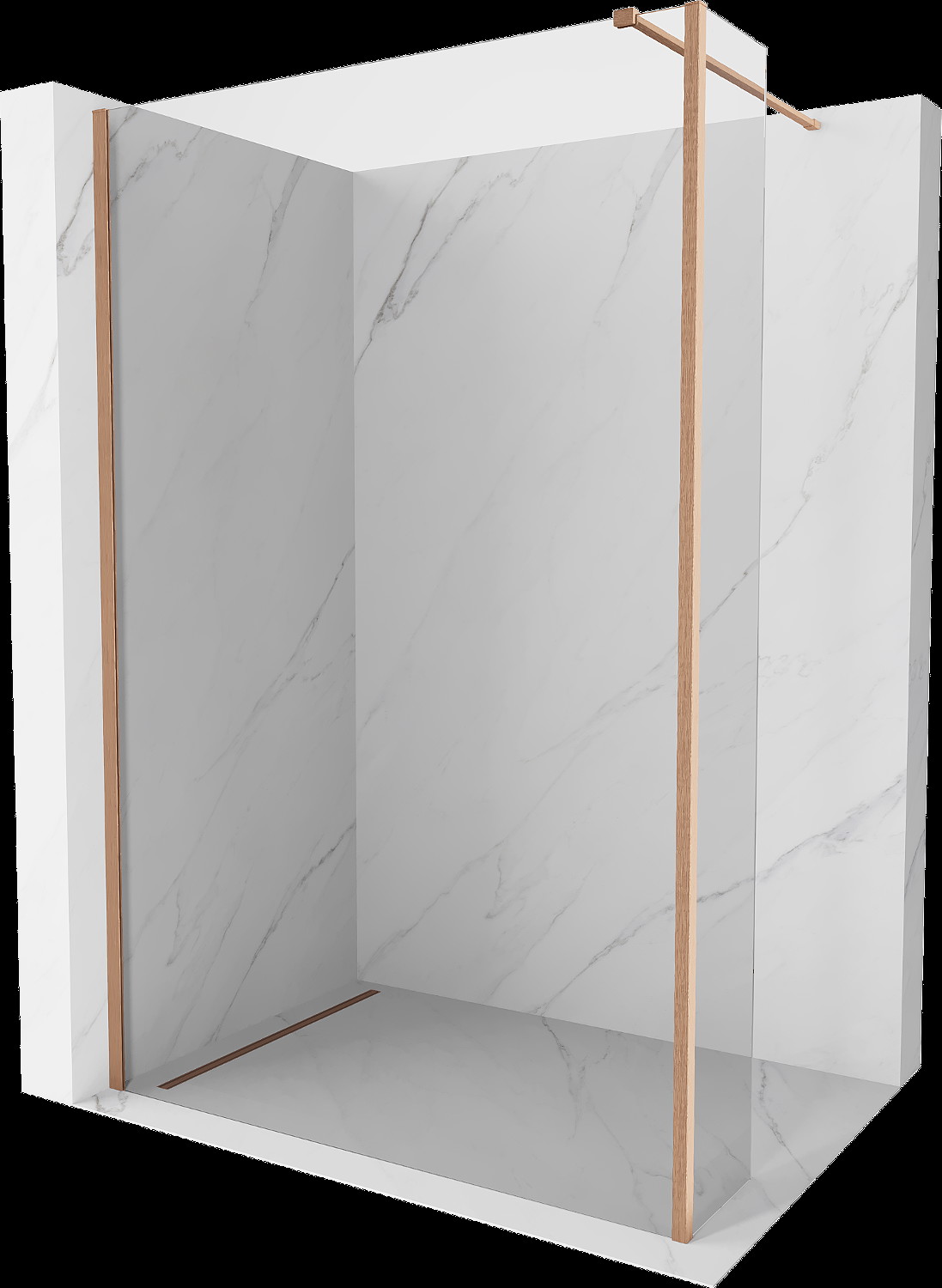 Mexen Kioto perete duș Walk-in 95 x 30 cm, transparent, cupru periat - 800-095-212-65-00-030