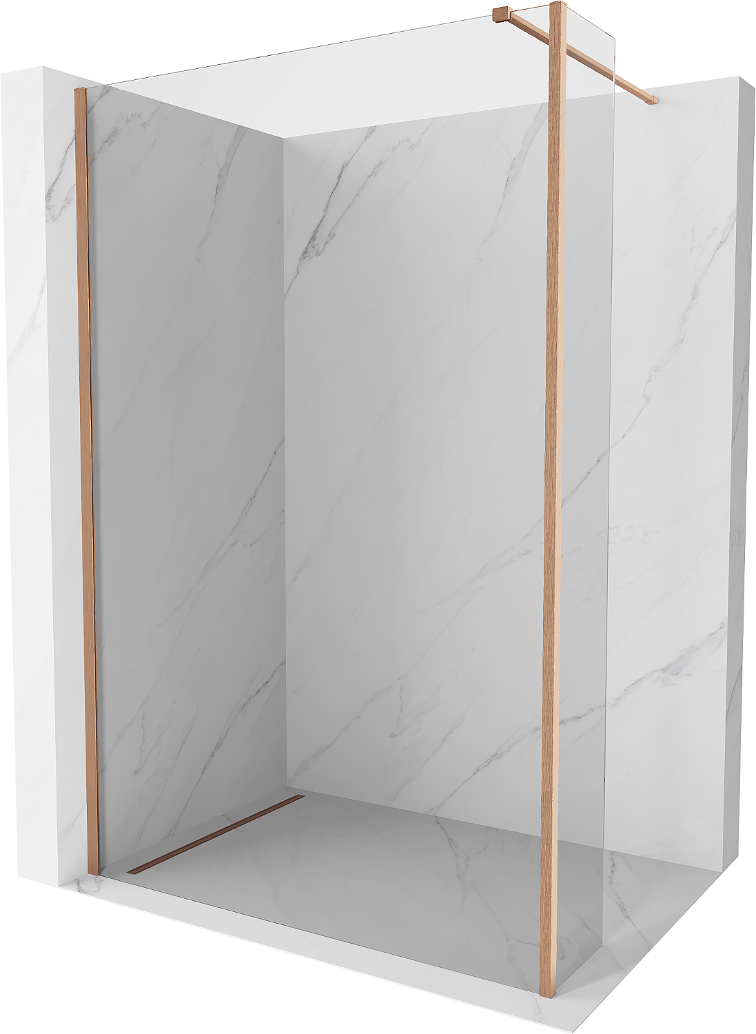 Mexen Kioto paravan de duș Walk-in 135 x 30 cm, transparent, cupru periat - 800-135-212-65-00-030