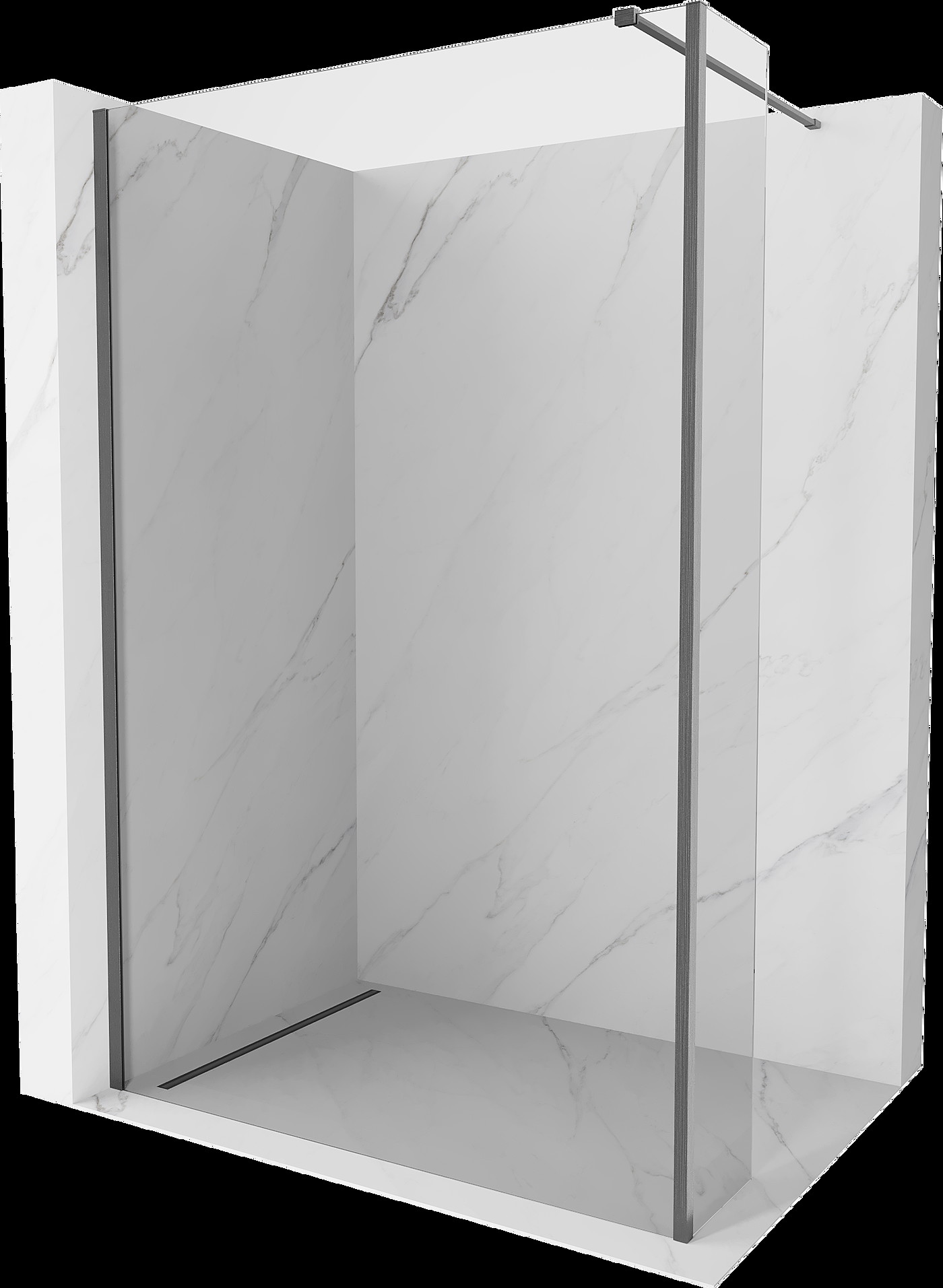 Mexen Kioto perete duș Walk-in 95 x 30 cm, transparent, gri cu efect de satinare - 800-095-212-66-00-030