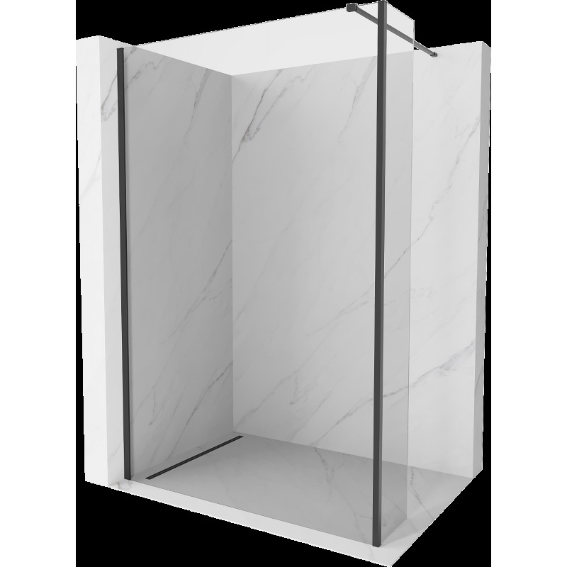 Mexen Kioto perete de duș Walk-in 135 x 30 cm, transparent, negru - 800-135-212-70-00-030