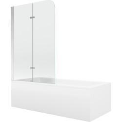 Mexen Cubik cadă dreptunghiulară 160 x 70 cm cu panouri si paravan cu 2 aripi 80 cm, transparent, Crom - 550316070X9008020100