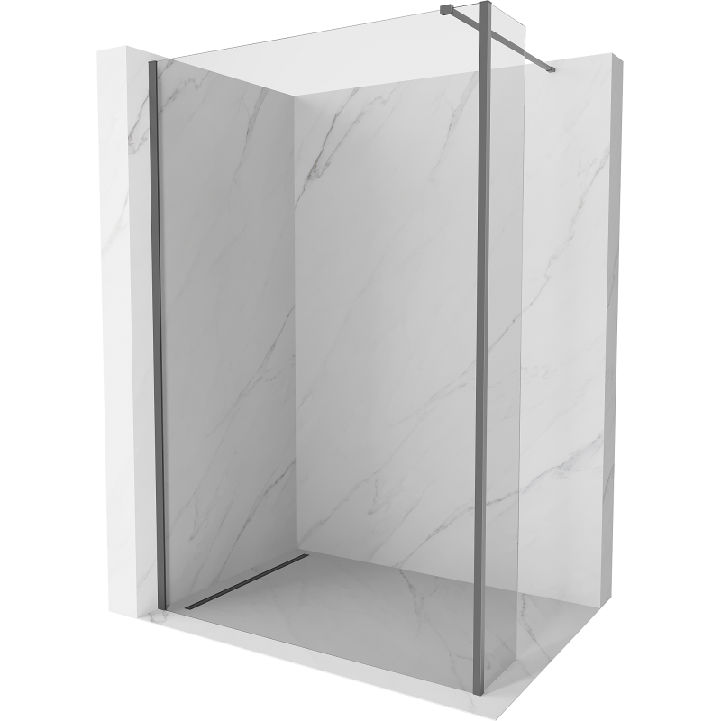 Mexen Kioto perete de dus Walk-in 130 x 40 cm, transparent, gun metal - 800-130-212-95-00-040