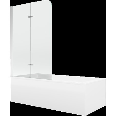 Mexen Cubik cadă dreptunghiulară 160 x 70 cm cu panouri si paravan cu 2 aripi 100 cm, transparent, Crom - 550316070X9010020100