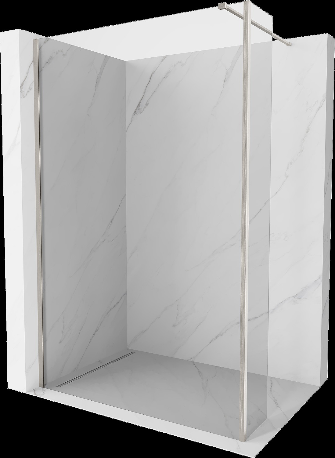 Mexen Kioto perete de duș Walk-in 90 x 30 cm, transparent, inox periat - 800-090-212-97-00-030