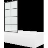 Mexen Cubik cadă dreptunghiulară 160 x 70 cm cu panouri si paravan cu 1 aripă 70 cm, Model negru fix - 550316070X9307007077