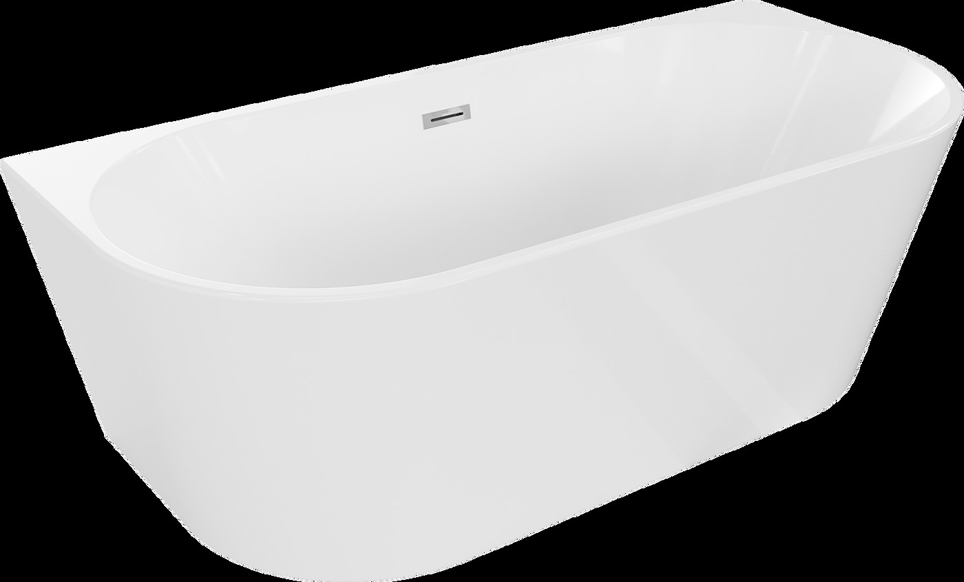 Mexen Oval cadă freestanding, de perete 180 x 80 cm, alb, cu preaplin crom - 52671808000-01