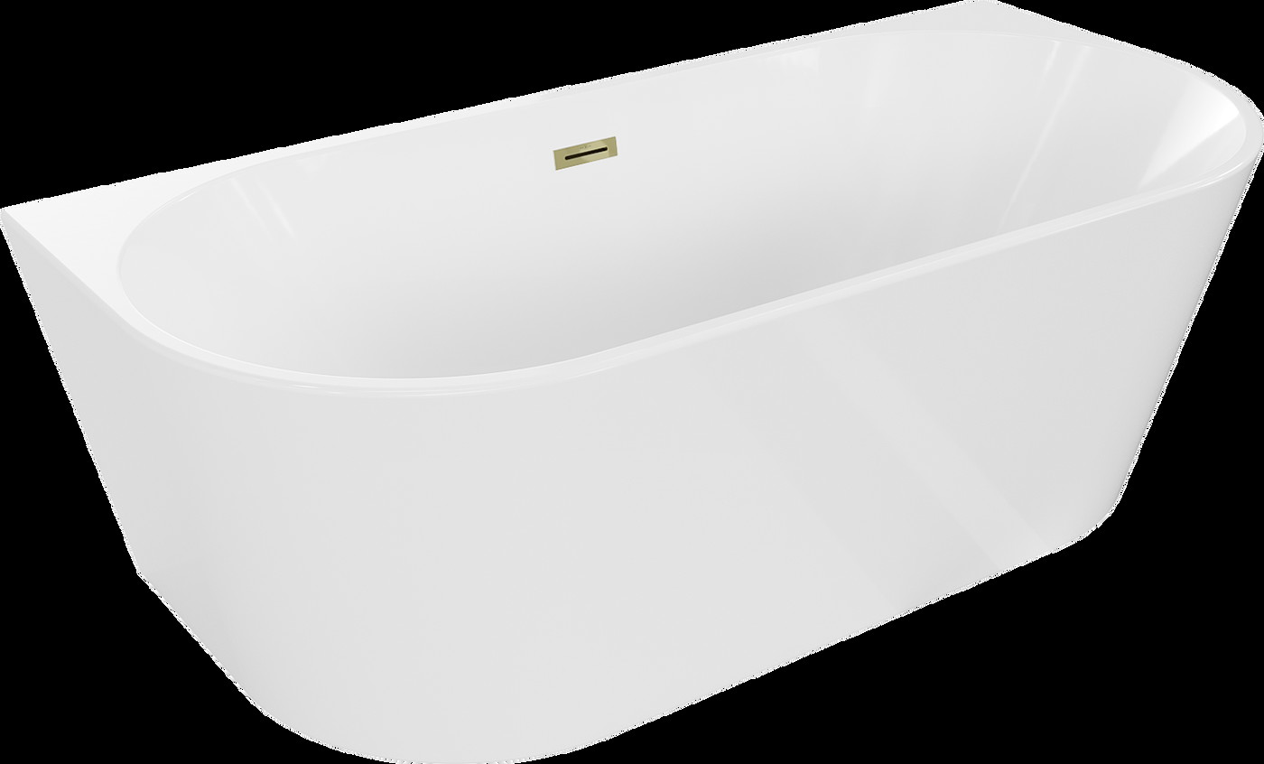 Mexen Oval cada freestanding de perete 180 x 80 cm, alb, scurgere aurie - 52671808000-50