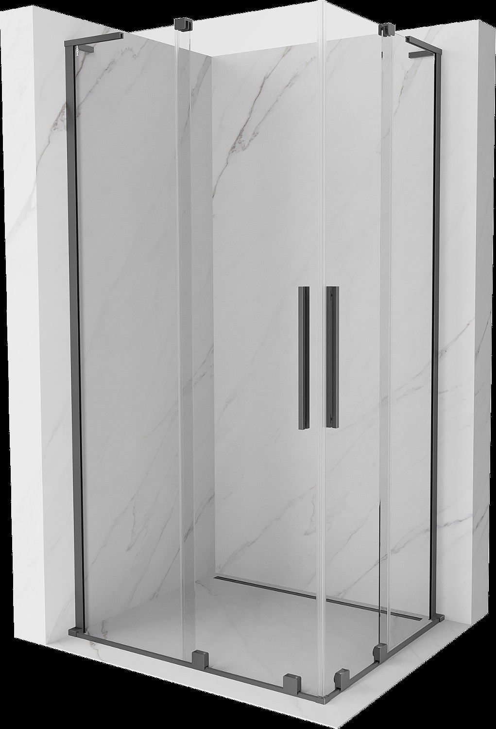 Mexen Velar L Duo cabină de duș glisantă 90 x 80 cm, transparent, metal armat - 871-090-080-02-03-95