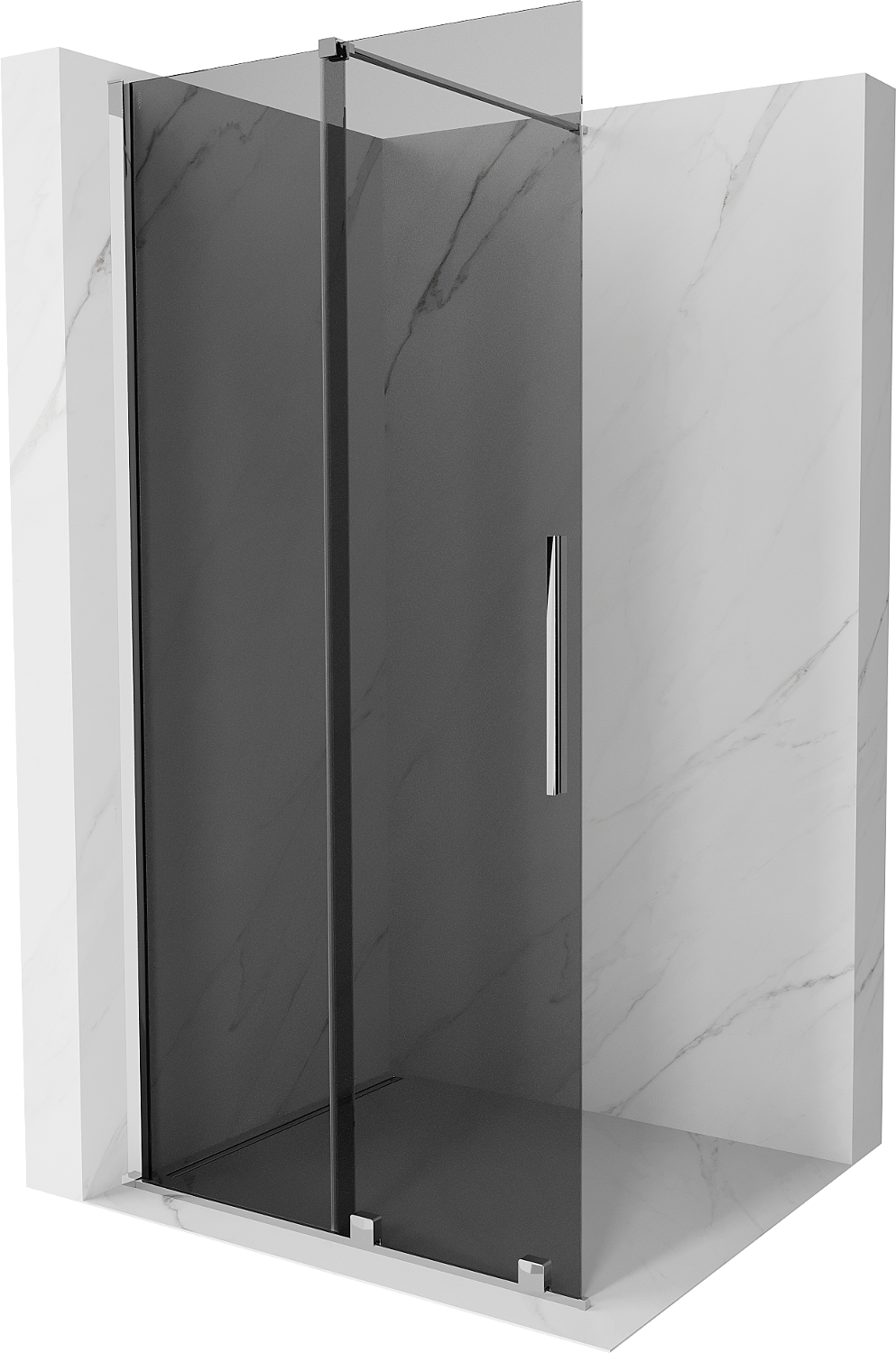 Mexen Velar perete duș extensibil Walk-in 70 x 200 cm, grafit 8 mm, crom - 871-070-000-43-01