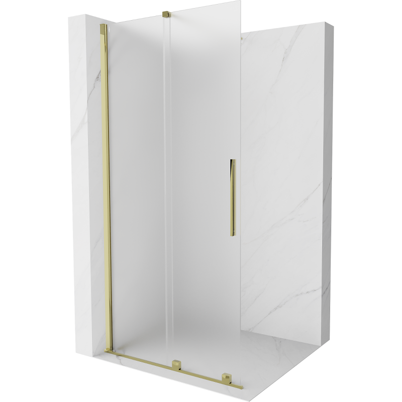 Mexen Velar perete de duş extensibil Walk-in 90 x 200 cm, sticlă mată 8 mm, aurie - 871-090-000-33-50