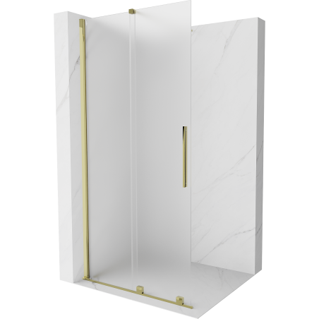 Mexen Velar perete de duş extensibil Walk-in 90 x 200 cm, sticlă mată 8 mm, aurie - 871-090-000-33-50