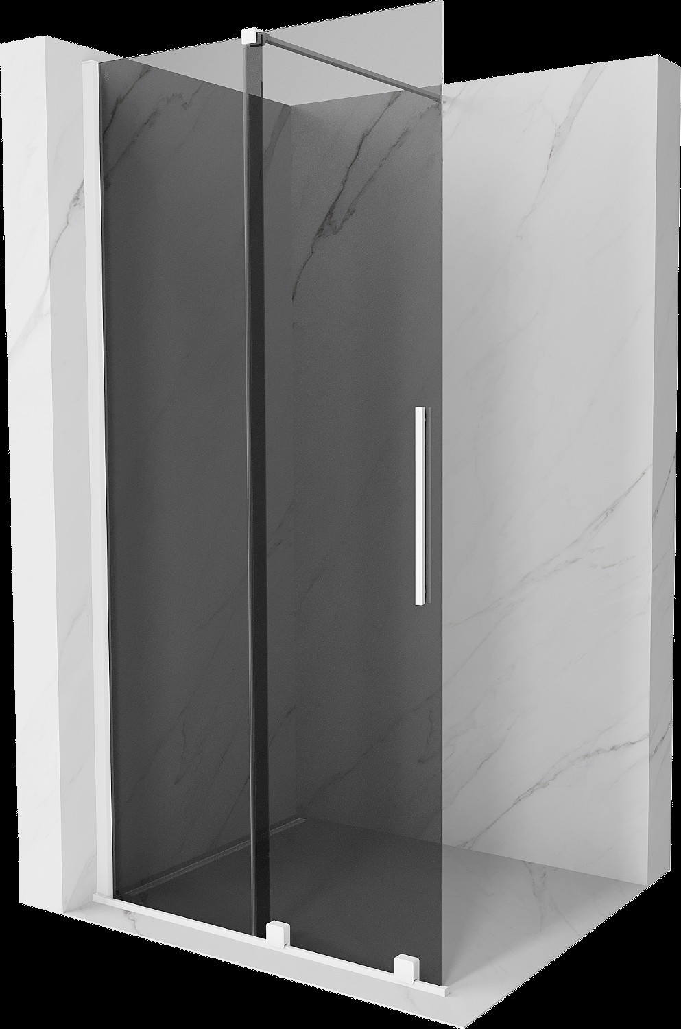 Mexen Velar panou de duş glisant Walk-in 80 x 200 cm, grafit 8 mm, alb - 871-080-000-43-20