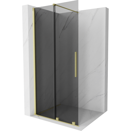 Mexen Velar perete duș extensibil Walk-in 120 x 200 cm, grafit 8 mm, aur periat - 871-120-000-43-55