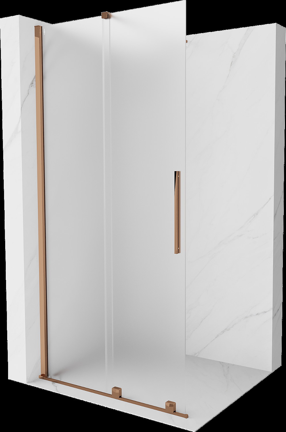 Mexen Velar perete de duş extensibil Walk-in 120 x 200 cm, sticlă mată 8 mm, aur roz - 871-120-000-33-60