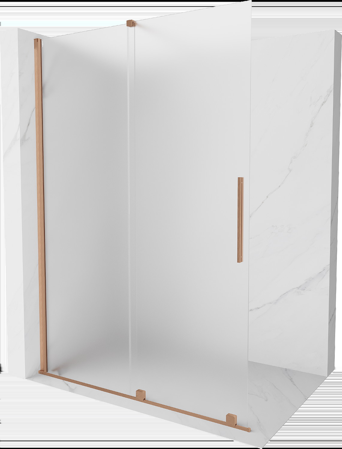 Mexen Velar perete de duș glisant Walk-in 160 x 200 cm, sticlă mată 8 mm, bronz periat - 871-160-000-33-65