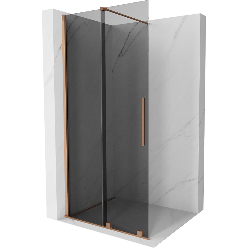 Mexen Velar perete duș extensibil Walk-in 120 x 200 cm, grafit 8 mm, cupru periat - 871-120-000-43-65