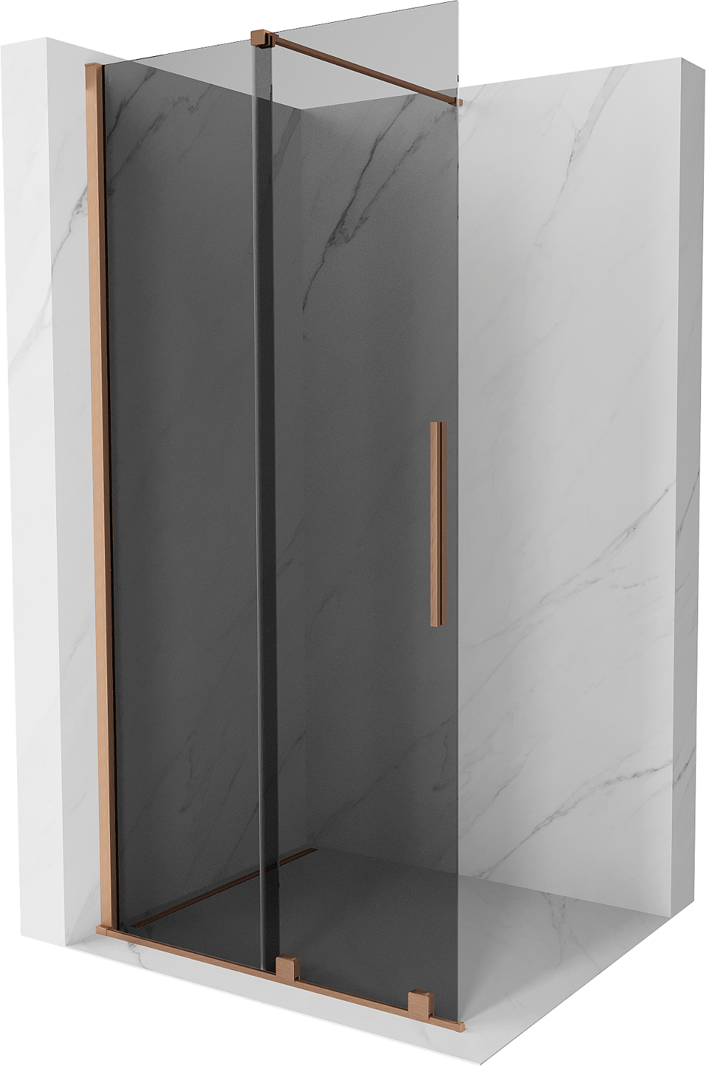 Mexen Velar perete duș extensibil Walk-in 120 x 200 cm, grafit 8 mm, cupru periat - 871-120-000-43-65