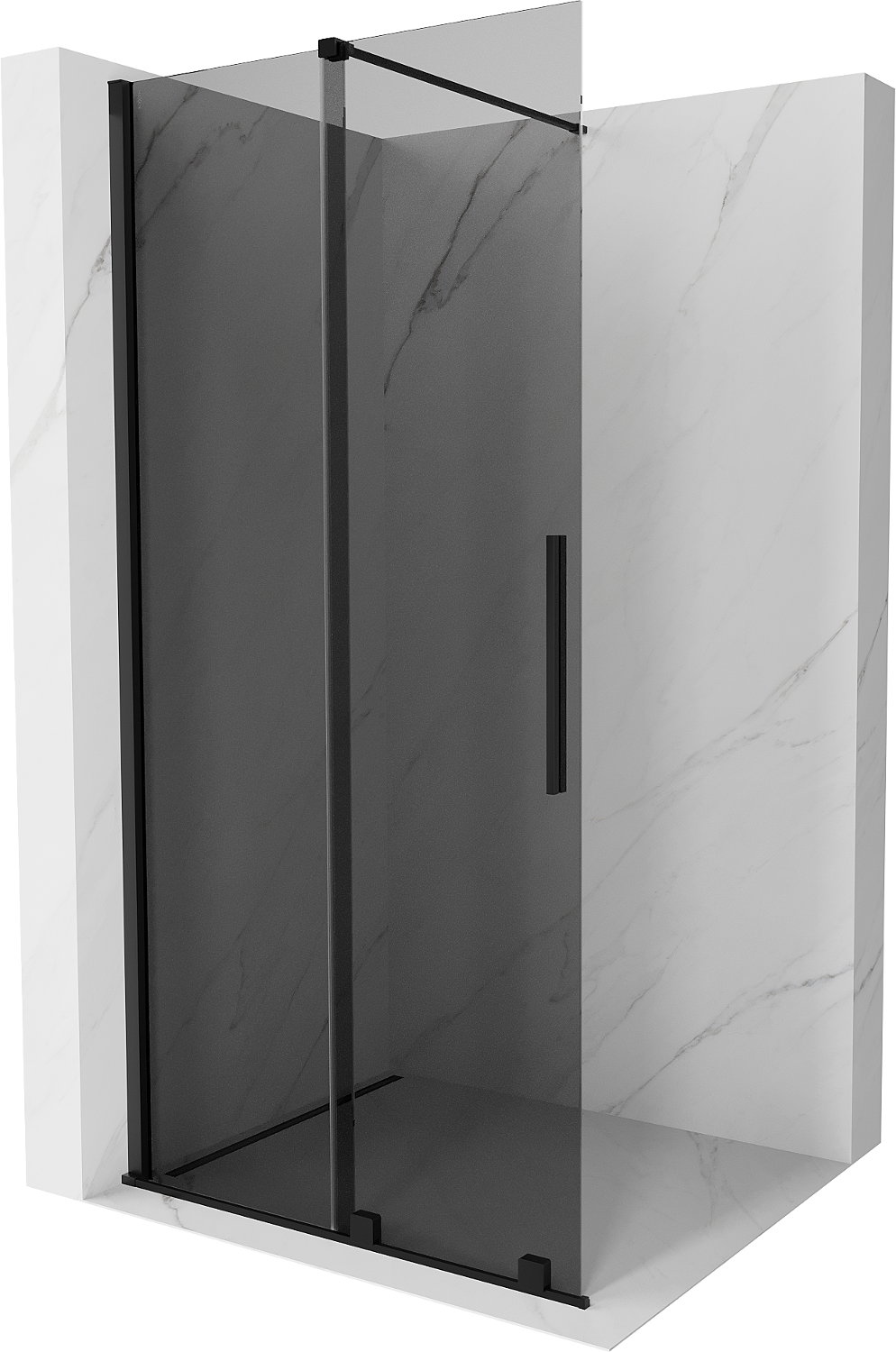 Mexen Velar perete duș extensibil Walk-in 110 x 200 cm, grafit 8 mm, negru - 871-110-000-43-70