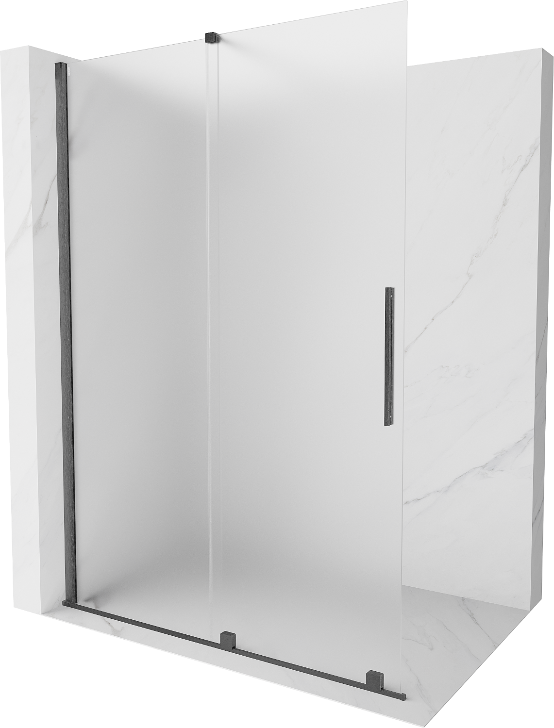 Mexen Velar perete cabina de duș extensibil Walk-in 150 x 200 cm, mat 8 mm, gri închis periat - 871-150-000-33-66