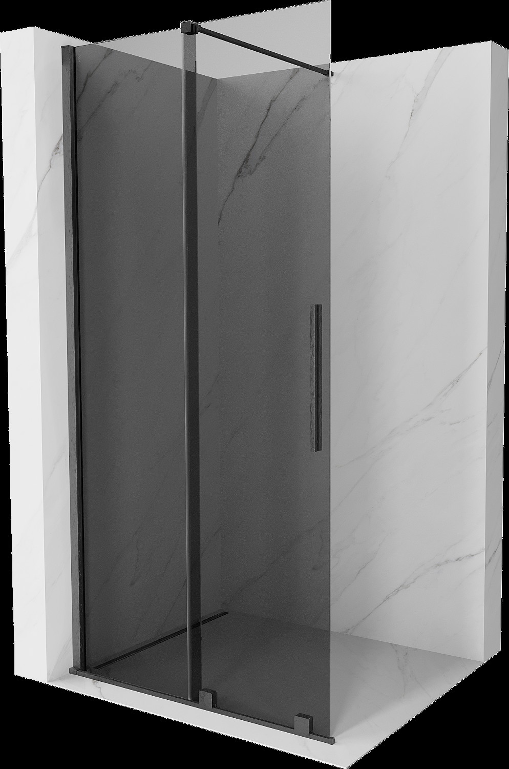 Mexen Velar perete duș extensibil Walk-in 90 x 200 cm, grafit 8 mm, gun gray lustruit - 871-090-000-43-66