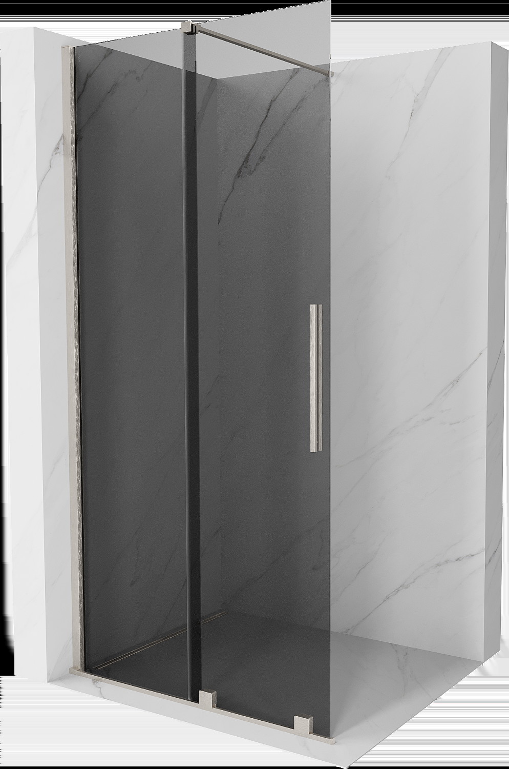 Mexen Velar panou de duș glisant Walk-in 85 x 200 cm, grafit 8 mm, nichel periat - 871-085-000-43-97