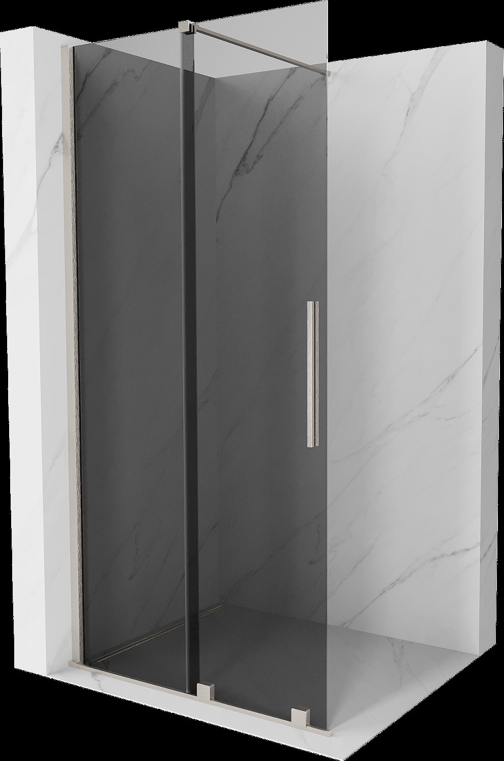 Mexen Velar perete de duș extensibil Walk-in 80 x 200 cm, grafit 8 mm, nichel periat - 871-080-000-43-97