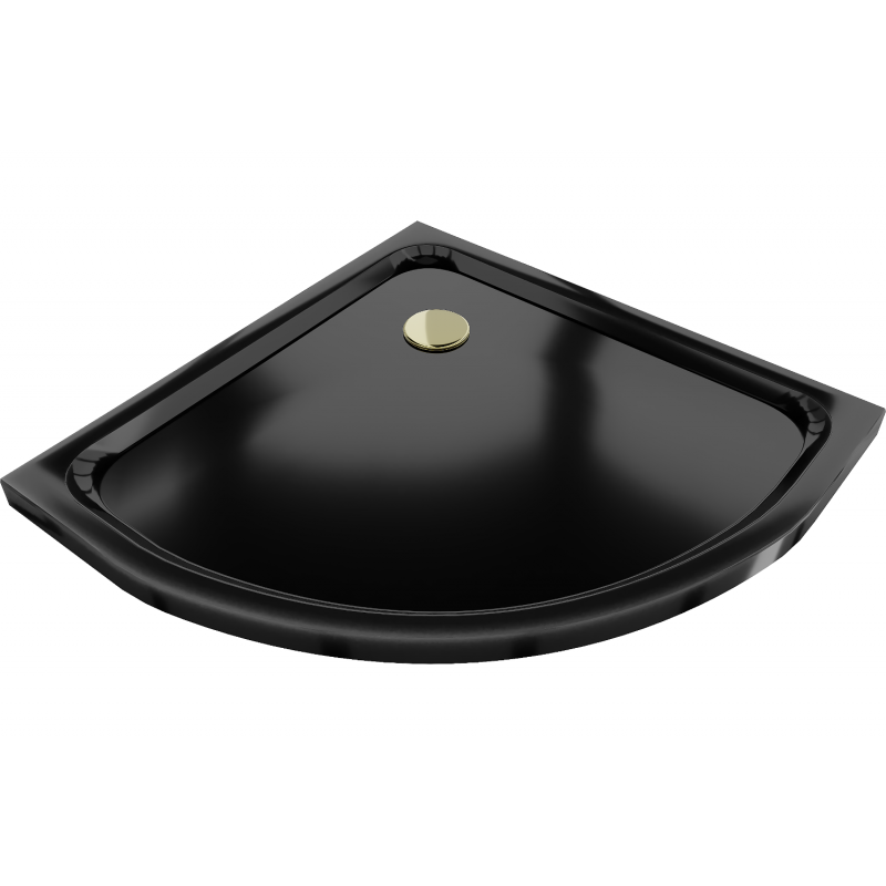 Mexen Flat cădiță semi-rotundă slim 100 x 100 cm, negru, sifon auriu - 41701010G