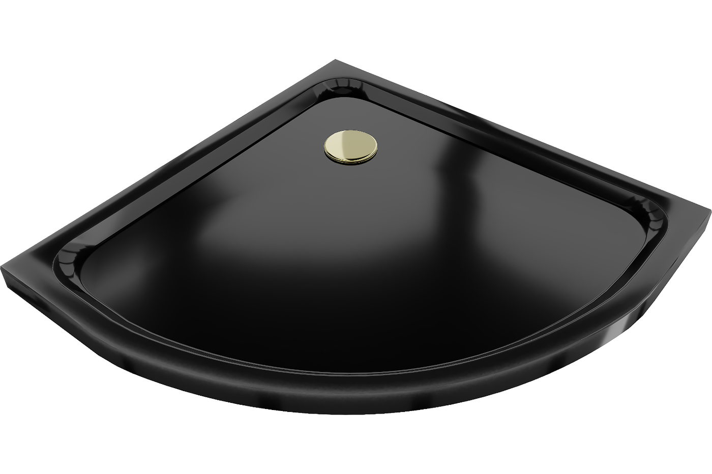 Mexen Flat cădiță semi-rotundă slim 100 x 100 cm, negru, sifon auriu - 41701010G