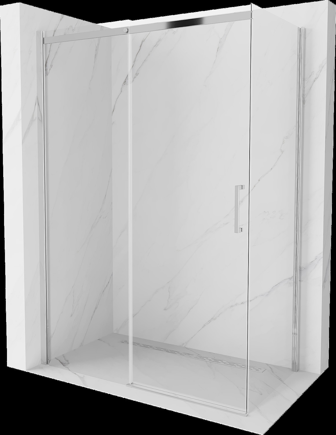 Mexen Omega cabină de duș extensibilă 150 x 80 cm, transparent, Crom - 825-150-080-01-00