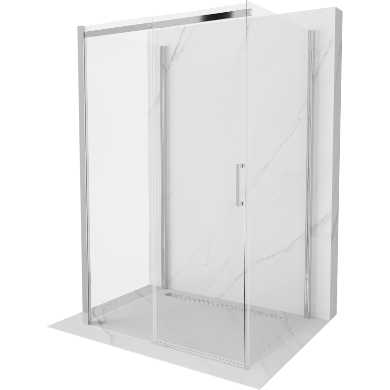 Mexen Omega cabină de duș cu 3 pereți, glisantă 130 x 90 cm, transparent, crom - 825-130-090-01-00-3S