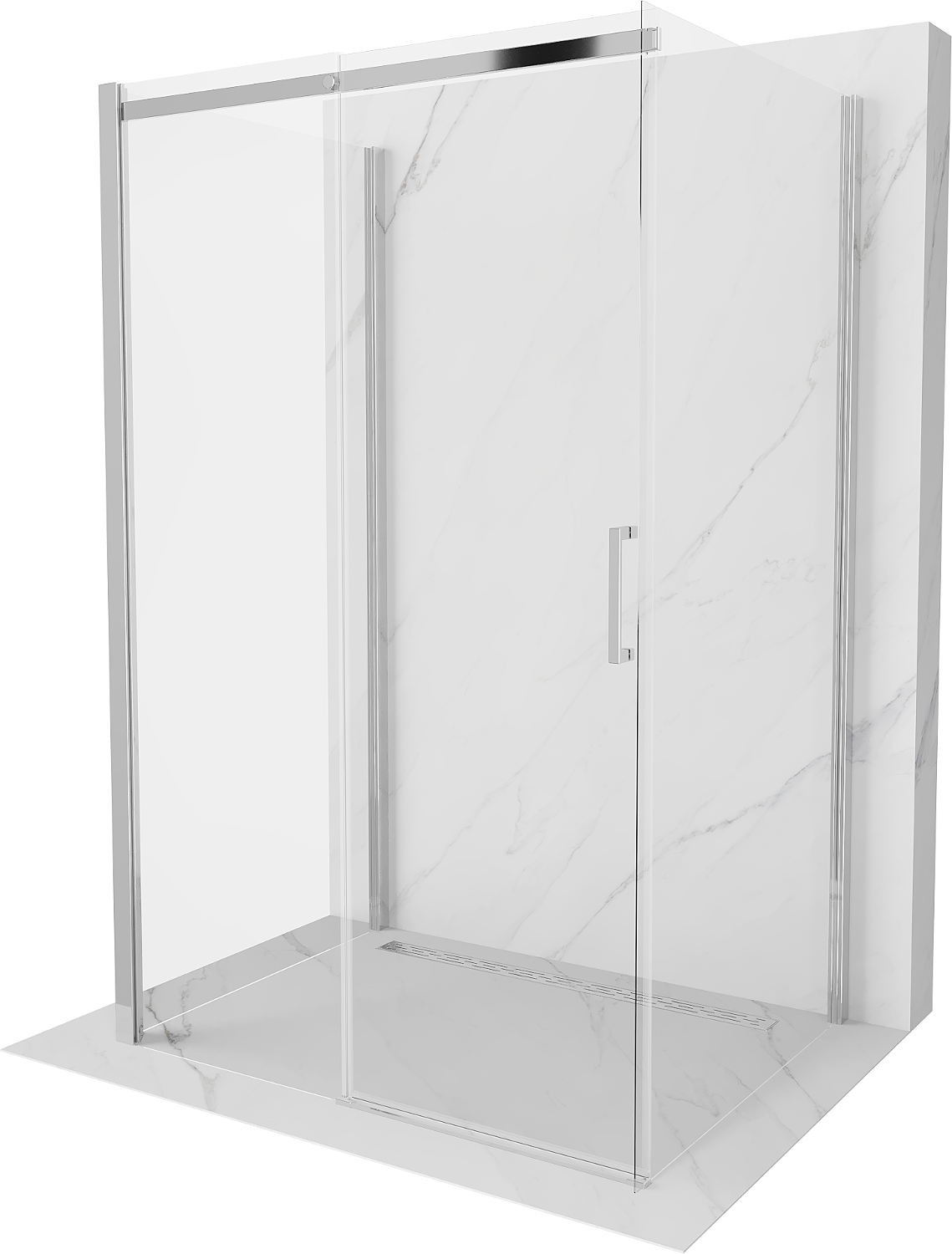 Mexen Omega cabină de duș cu 3 pereți, glisantă 130 x 90 cm, transparent, crom - 825-130-090-01-00-3S