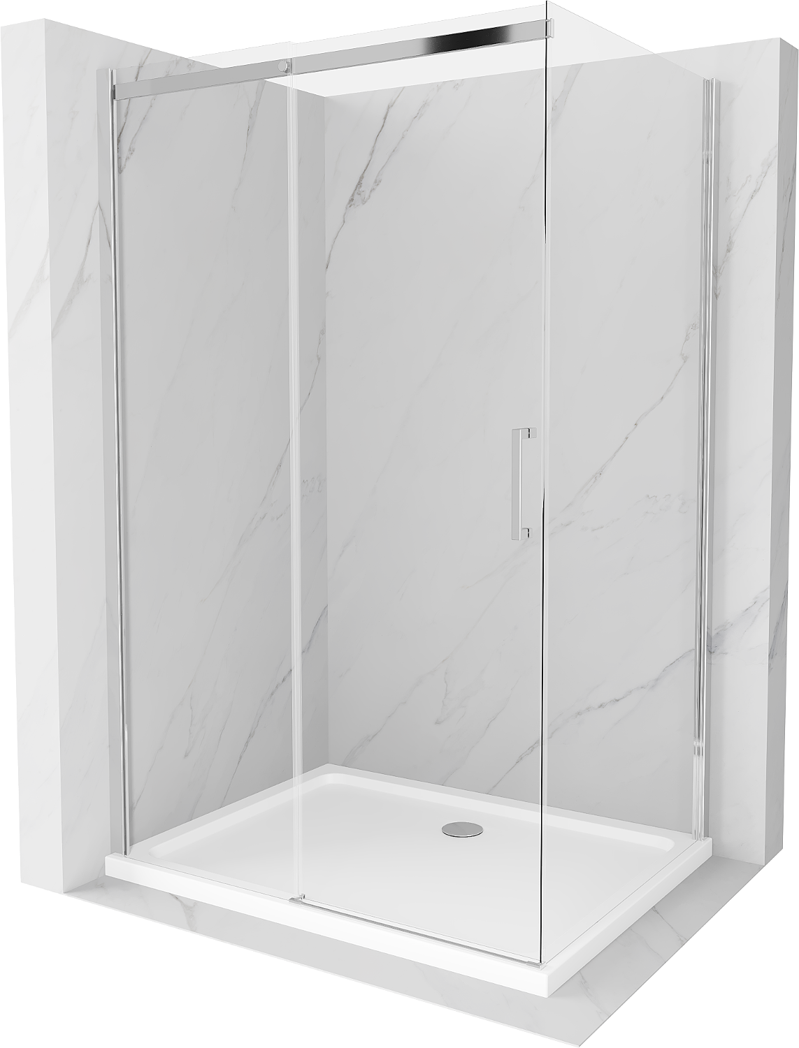 Mexen Omega cabină de duș extensibilă 120 x 70 cm, transparent, Crom + cadă de duș Flat - 825-120-070-01-00-4010