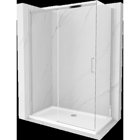 Mexen Omega cabină de duș extensibilă 140 x 70 cm, transparent, Crom + cadă de duș Flat - 825-140-070-01-00-4010