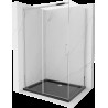 Mexen Omega cabină de duș extensibilă 120 x 80 cm, transparent, Crom + cadă de duș Flat, Neagră - 825-120-080-01-00-4070