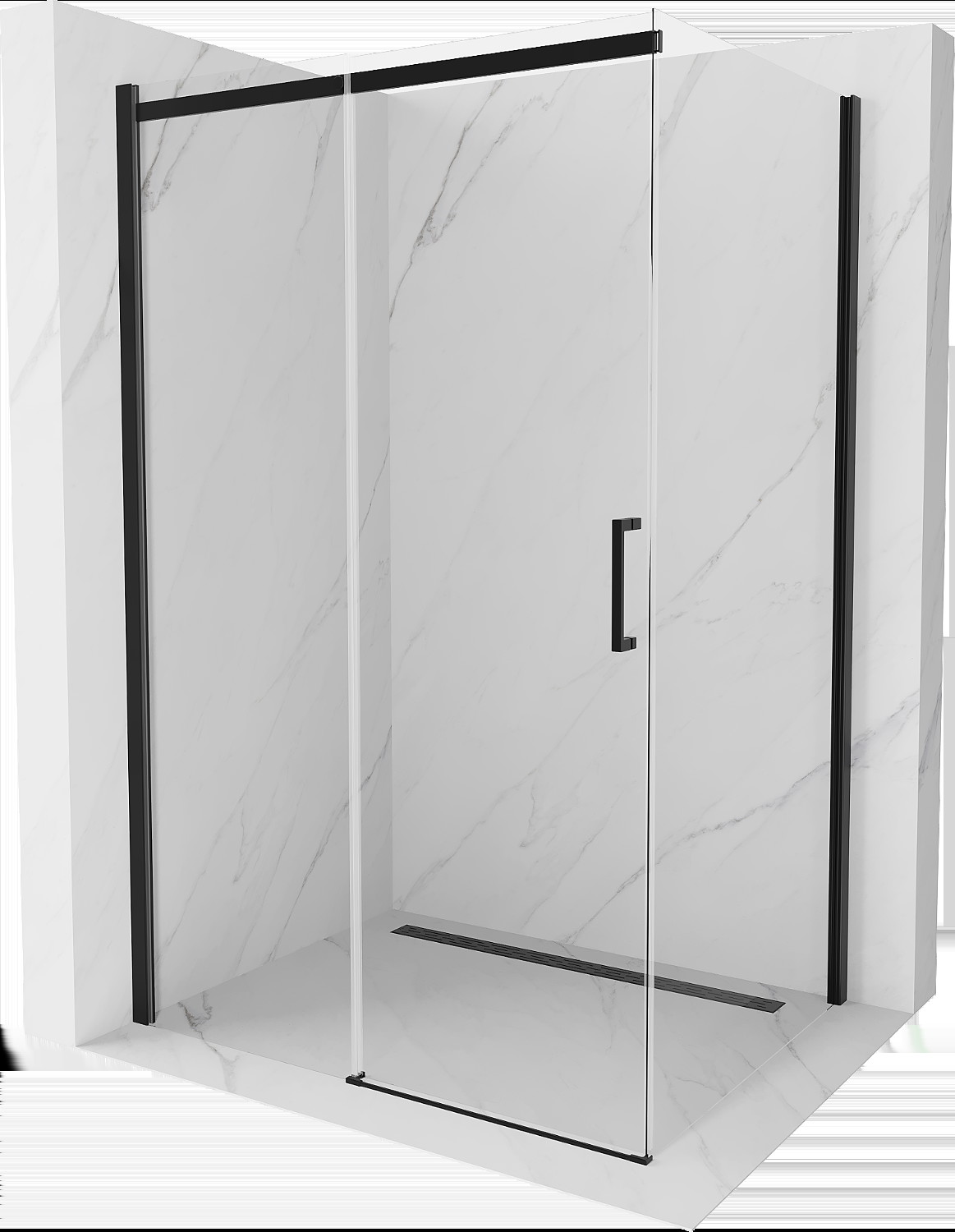 Mexen Omega cabină de duș extensibilă 100 x 70 cm, transparent, Neagră - 825-100-070-70-00