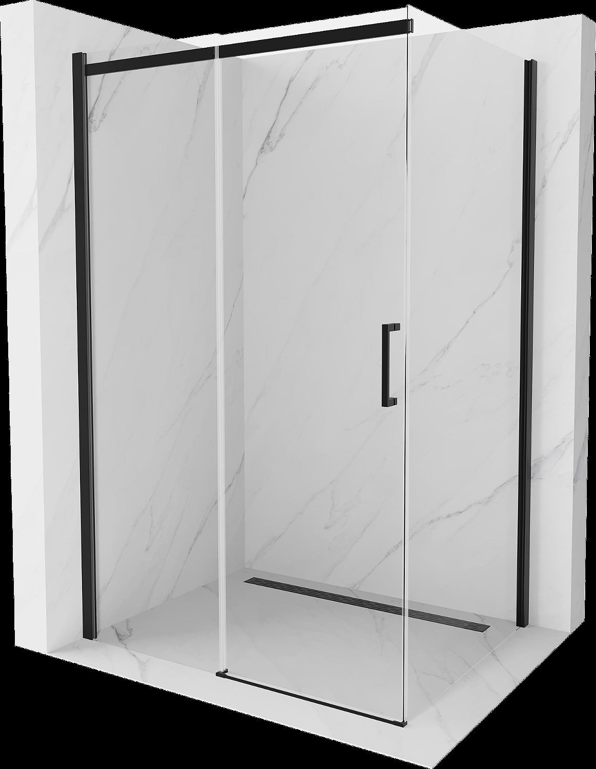 Mexen Omega cabină de duș extensibilă 110 x 70 cm, transparent, Neagră - 825-110-070-70-00