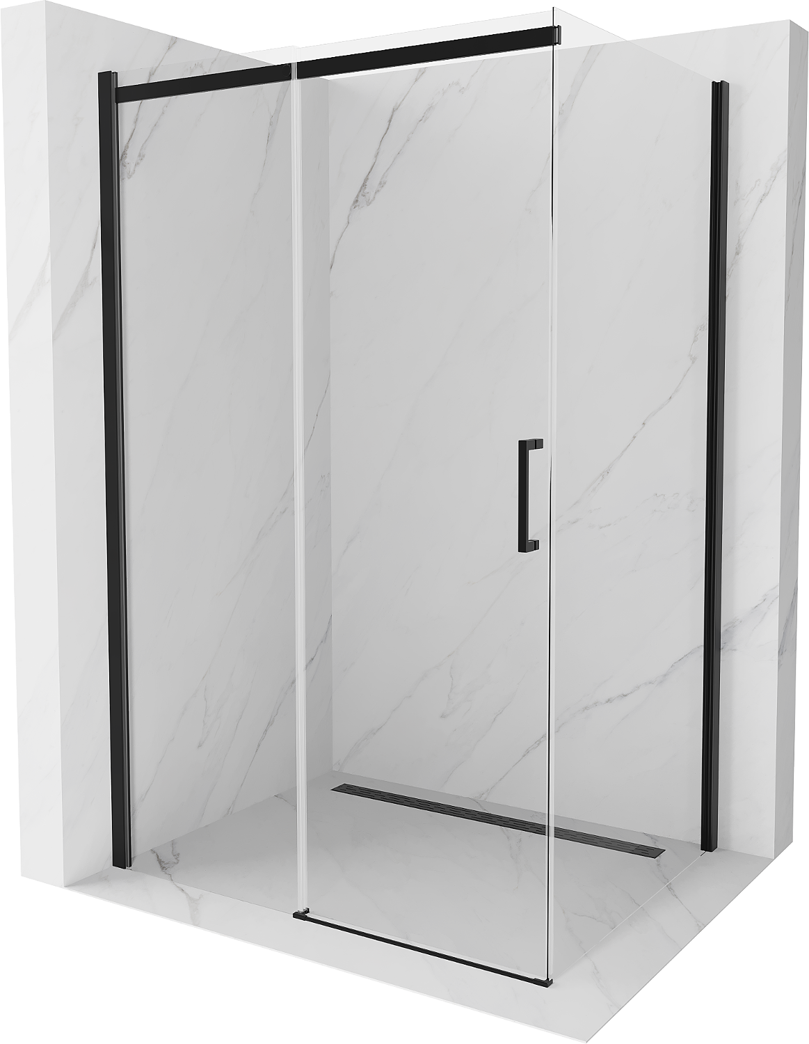 Mexen Omega cabină de duș extensibilă 110 x 80 cm, transparent, Neagră - 825-110-080-70-00