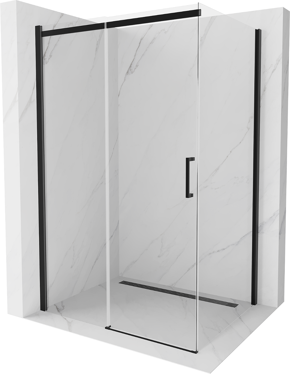 Mexen Omega cabină de duș extensibilă 150 x 90 cm, transparent, Neagră - 825-150-090-70-00