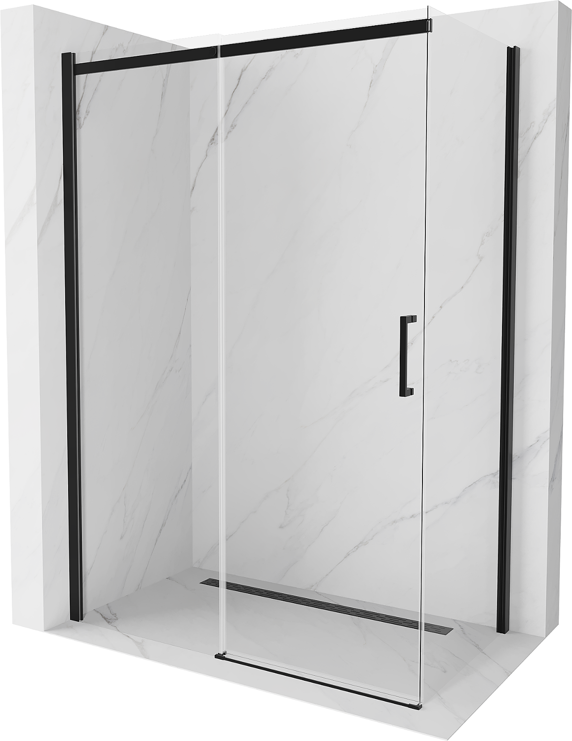 Mexen Omega cabină de duș extensibilă 160 x 90 cm, transparent, Neagră - 825-160-090-70-00