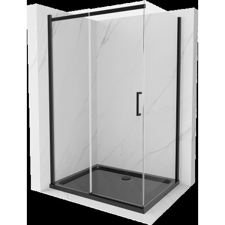 Mexen Omega cabină de duș extensibilă 100 x 90 cm, transparent, Neagră + cadă de duș Flat, Neagră - 825-100-090-70-00-4070B