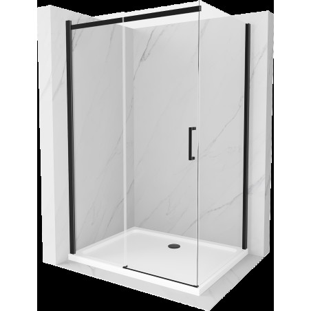 Mexen Omega cabină de duș extensibilă 120 x 80 cm, transparent, Neagră + cadă de duș Flat, Albă - 825-120-080-70-00-4010B