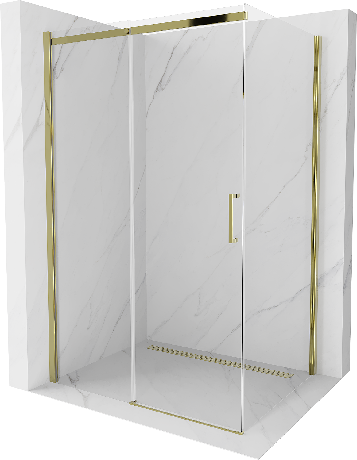 Mexen Omega cabină de duș extensibilă 130 x 100 cm, transparent, Aurie - 825-130-100-50-00