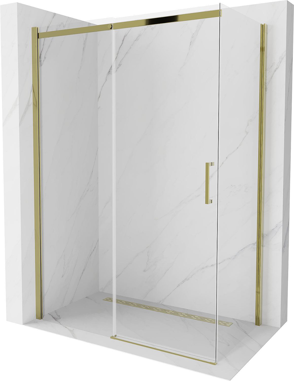 Mexen Omega cabină de duș extensibilă 140 x 80 cm, transparent, Aurie - 825-140-080-50-00