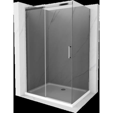 Mexen Omega cabină de duș extensibilă 110 x 80 cm, Grafit, Crom + cadă de duș Flat, Albă - 825-110-080-01-40-4010